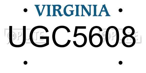 UGC5608 Virginia License Plate