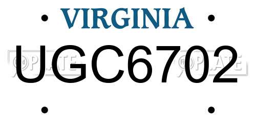 UGC6702 Virginia License Plate