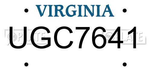 UGC7641 Virginia License Plate