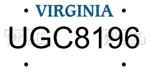 UGC8196 Virginia License Plate