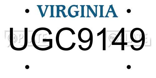 UGC9149 Virginia License Plate