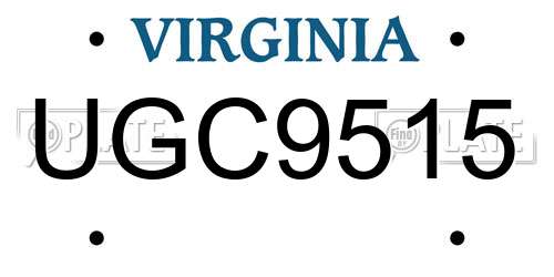 UGC9515 Virginia License Plate