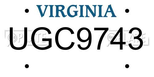 UGC9743 Virginia License Plate