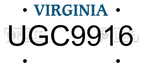 UGC9916 Virginia License Plate