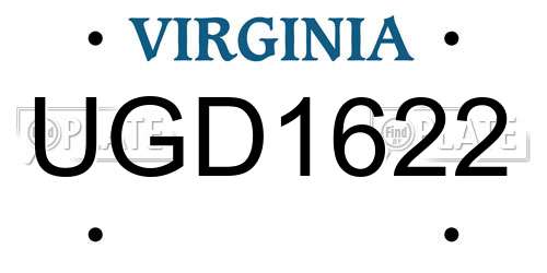UGD1622 Virginia License Plate