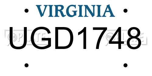 UGD1748 Virginia License Plate