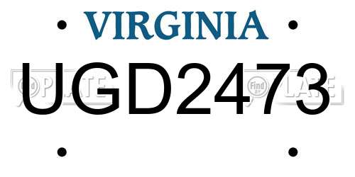 UGD2473 Virginia License Plate