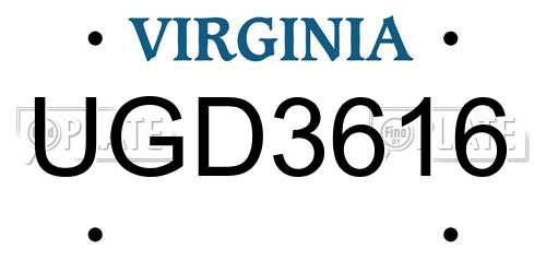 UGD3616 Virginia License Plate