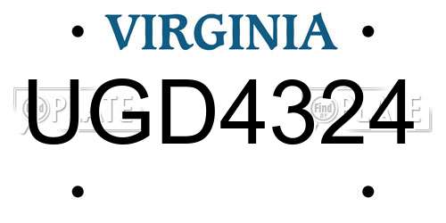 UGD4324 Virginia License Plate