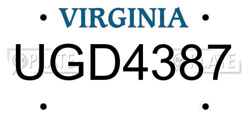 UGD4387 Virginia License Plate