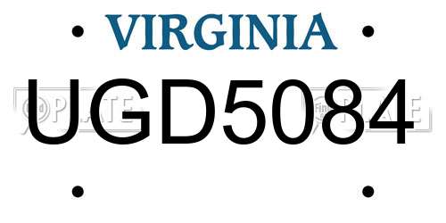 UGD5084 Virginia License Plate