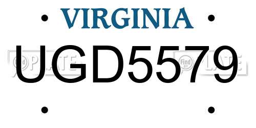 UGD5579 Virginia License Plate