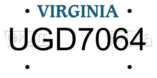 UGD7064 Virginia License Plate