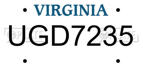 UGD7235 Virginia License Plate