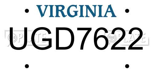 UGD7622 Virginia License Plate