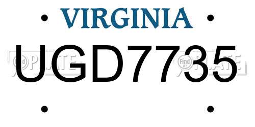 UGD7735 Virginia License Plate