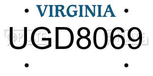 UGD8069 Virginia License Plate
