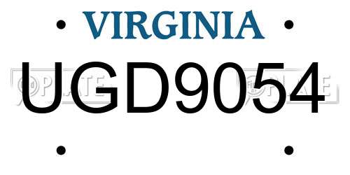 UGD9054 Virginia License Plate