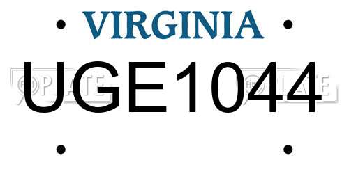 UGE1044 Virginia License Plate