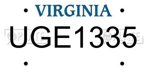 UGE1335 Virginia License Plate