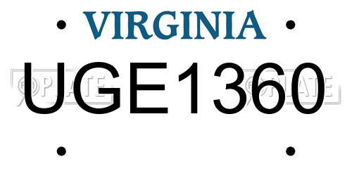 UGE1360 Virginia License Plate