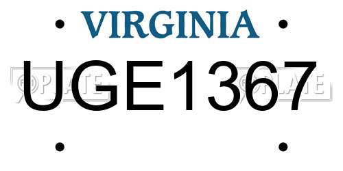 UGE1367 Virginia License Plate