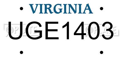 UGE1403 Virginia License Plate