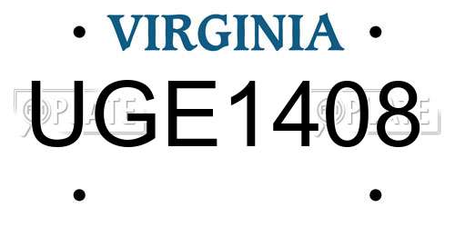 UGE1408 Virginia License Plate