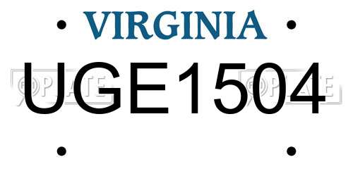 UGE1504 Virginia License Plate