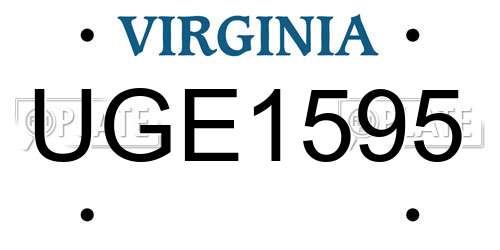 UGE1595 Virginia License Plate