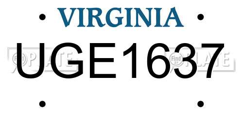 UGE1637 Virginia License Plate