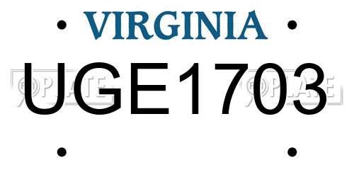 UGE1703 Virginia License Plate