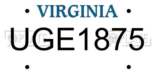 UGE1875 Virginia License Plate
