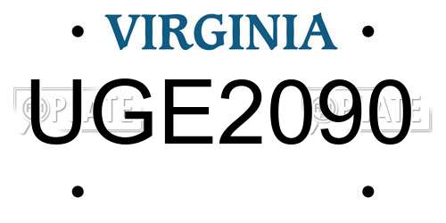 UGE2090 Virginia License Plate