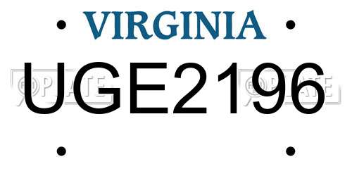 UGE2196 Virginia License Plate