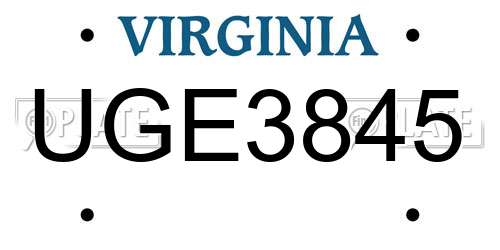 UGE3845 Virginia License Plate