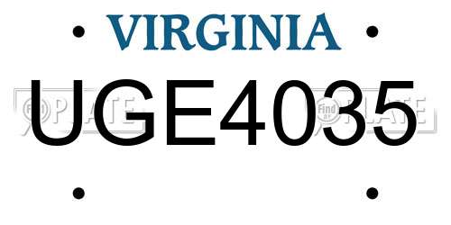 UGE4035 Virginia License Plate