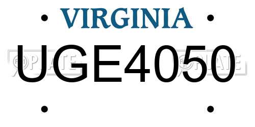 UGE4050 Virginia License Plate