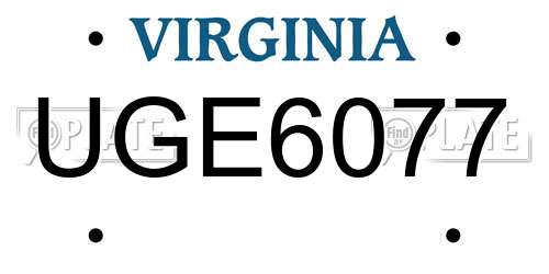 UGE6077 Virginia License Plate