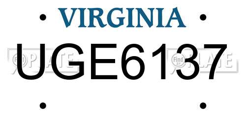 UGE6137 Virginia License Plate