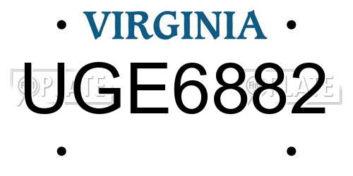 UGE6882 Virginia License Plate