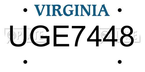 UGE7448 Virginia License Plate