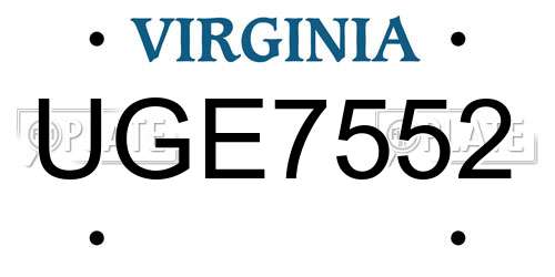 UGE7552 Virginia License Plate