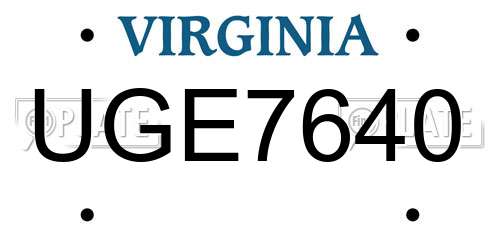UGE7640 Virginia License Plate