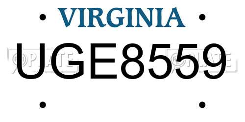 UGE8559 Virginia License Plate
