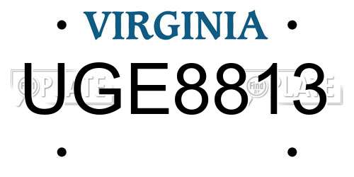 UGE8813 Virginia License Plate