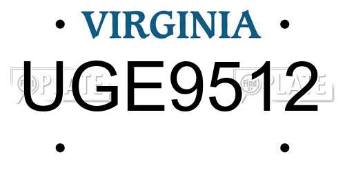 UGE9512 Virginia License Plate