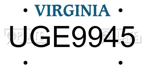 UGE9945 Virginia License Plate