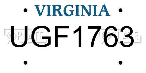 UGF1763 Virginia License Plate