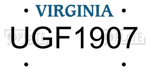 UGF1907 Virginia License Plate